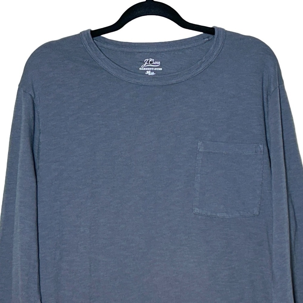 NEW J. Crew Garment-Dyed Slub Cotton Long-Sleeve Dark Gray T-Shirt w/ Pocket, XL - Picture 4 of 11